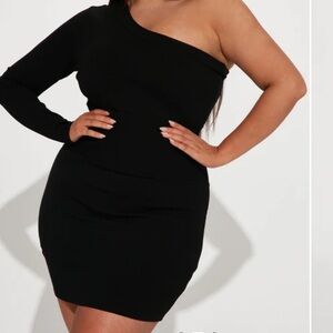Fashion Nova Black One-Shoulder Mini Dress Effortless noir essentials